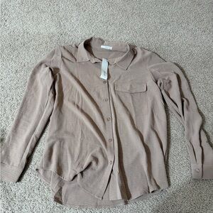 Fashion Nova Tan Button Down Shirt